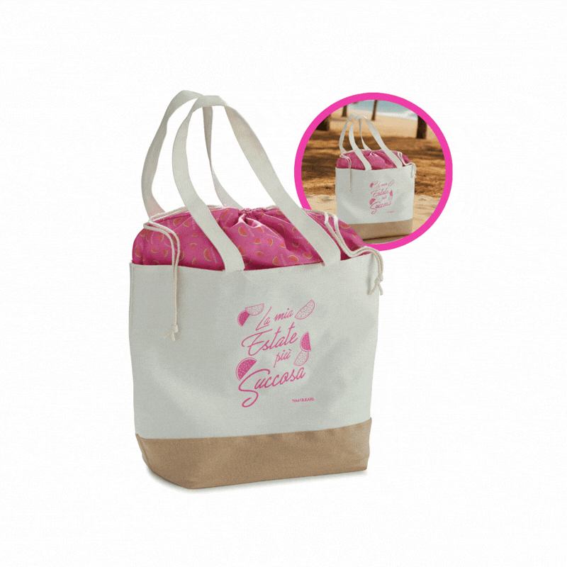 <font color="#ef40a9">Borsa Mare con chiusura a coulisse</font>